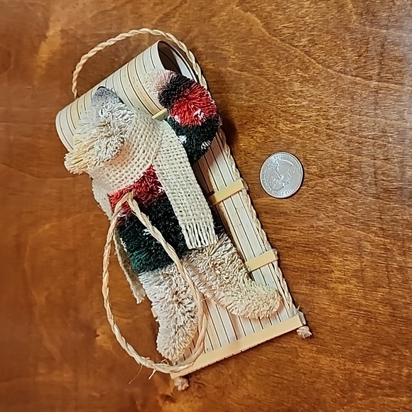 Pottery Barn polar bear toboggan sled ornament Christmas holiday tree large - Picture 4 of 8